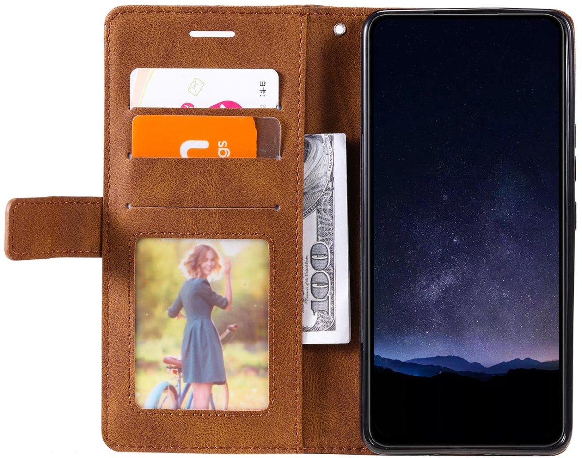 Mobigear Telefoonhoesje geschikt voor HONOR 200 Hoesje | Mobigear Rhombus Bookcase Portemonnee | Pasjeshouder voor 3 Pasjes | Telefoonhoesje voor Pinpas / OV Kaart / Rijbewijs - Bruin