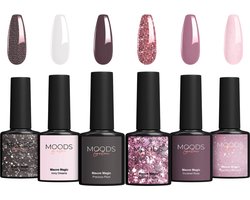 Moods Gellac 6-delige Set - Gellak Starterspakket - Gel Nagellak - 8ML - Mauve Magic - Gellac - Nagels - Chique Kleuren - HEMA- & TPO-vrij