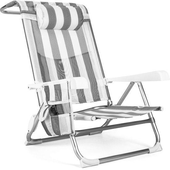 Outtec® Verstelbare Strandstoel met Kussen - Ligstoel - Tuinstoel - Campingstoel - Ligbed - tot 120 kg - Opvouwbare