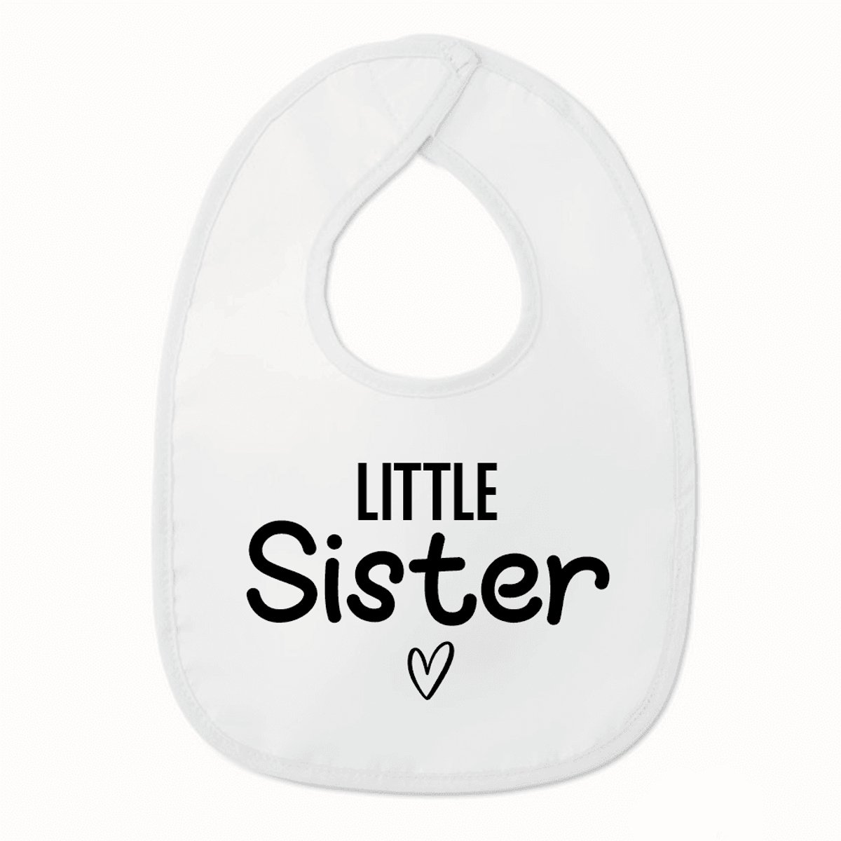 Goedkoopste Slabbetje met tekst - Little Sister met hartje - Zwangerschapsaankondiging - Wit/zwart | 100 katoen - Incl. hoogwaardige Klittenband sluiting - Kraamcadeau - Babyshower - Slabber | Incl. 2 jaar garantie