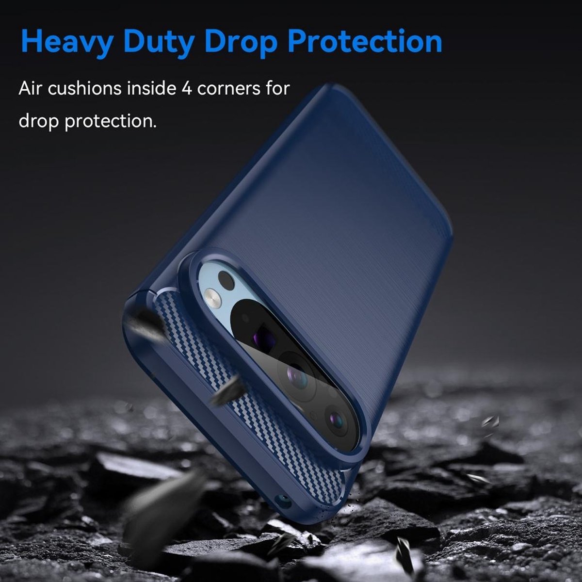 Mobigear Hoesje geschikt voor Google Pixel 9 Pro Telefoonhoesje Flexibel TPU | Mobigear Brushed Slim Backcover | Pixel 9 Pro Case | Back Cover - Blauw