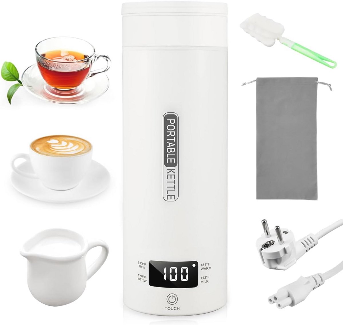 Draagbare Mini Elektrische Reiswaterkoker 500 ml met Temperatuurinstelling en Automatische Uitschakeling