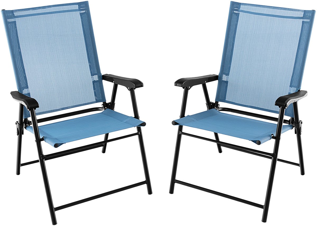COSTWAY Set van 2 tuinstoelen, klapstoelen met armleuningen, balkonstoelen met weerbestendige stof, terrasstoelen voor tuin, balkon, achtertuin