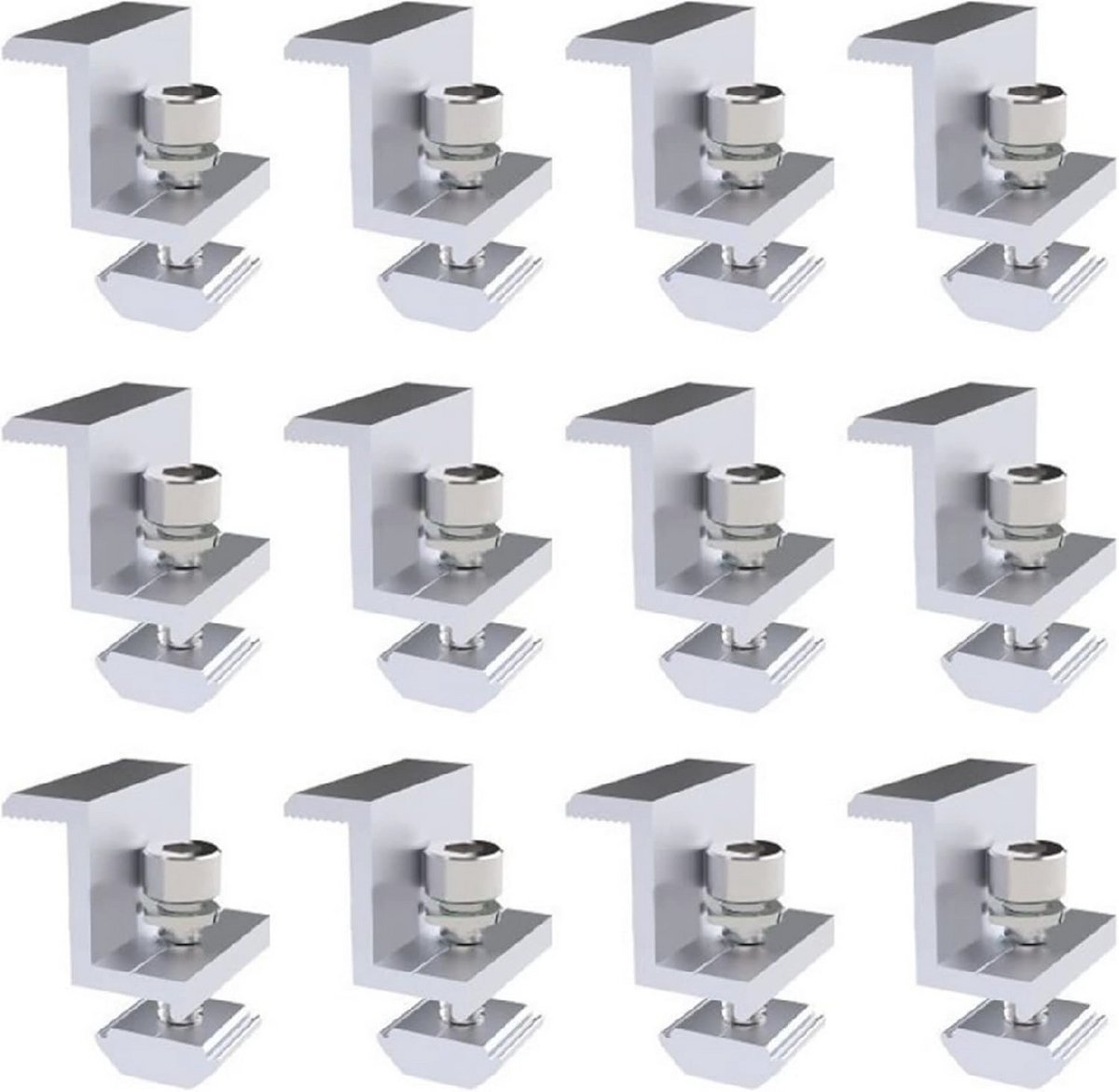 Zonnepaneelklemmen Set voor Montage | Aluminium Beugels voor Zonnepanelen | Verstelbare Bevestiging en Gemakkelijke Installatie (12 Stuks)