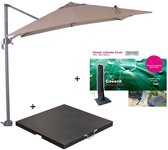 Bol.com Garden Impressions Hawaii zweefparasol S 250x250 - donker grijs/taupe met 80 kg parasolvoet en parasolhoes aanbieding