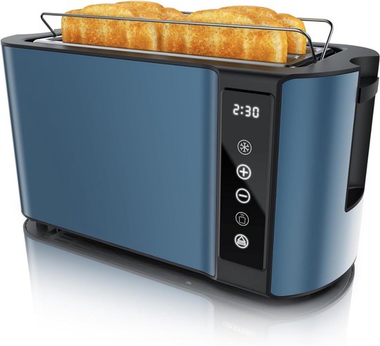 Foto: Broodrooster lange sleuf broodrooster toaster extra lange sleuven longslot warmteniveaus rvs voor heerlijke boterhammen ontdooi en opwarmfunctie incl kruimellade kruimelplaat kruimelopvang warmte isolerende behuizing