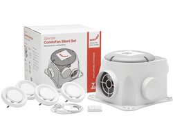 Zehnder ComfoFan Silent Set mechanische ventilatie unit 475 m³/h met RFZ bediening en 4 ventielen (458006725)