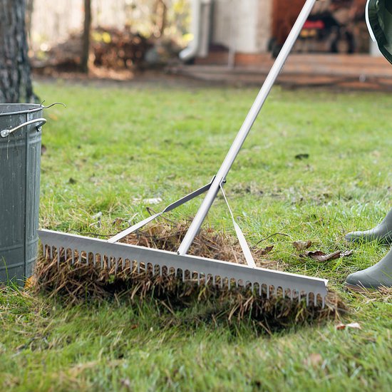 COSTWAY Hark, tuinhark van aluminium met 91 cm brede rekenkop, 36 tanden en 174 cm lange handgreep, bladhark, bladhark voor het losmaken van de grond, landschapsond van Costway — afbeelding 5