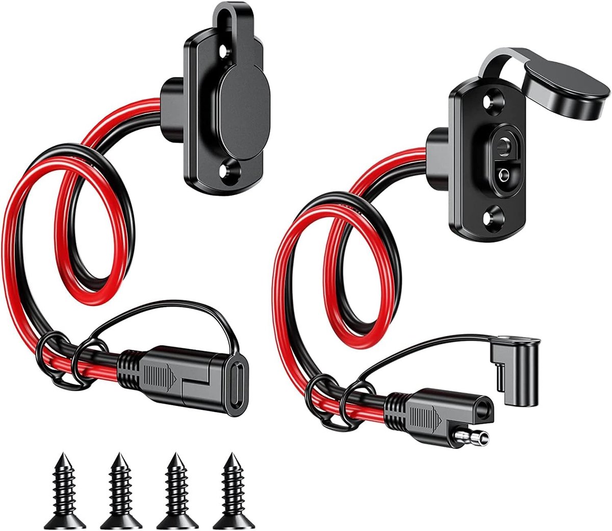 Zonnepaneel montage kabel 12AWG voor batterijladers - weerbestendig, snelkoppeling, set van 2