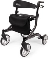 Parvum SuperLight (5,1 kg) - Ultra-lichtgewicht rollator - Rollator lichtgewicht en opvouwbaar rollator - Remkabels weggewerkt - Inclusief tas, stokhouder en rugband - Antraciet