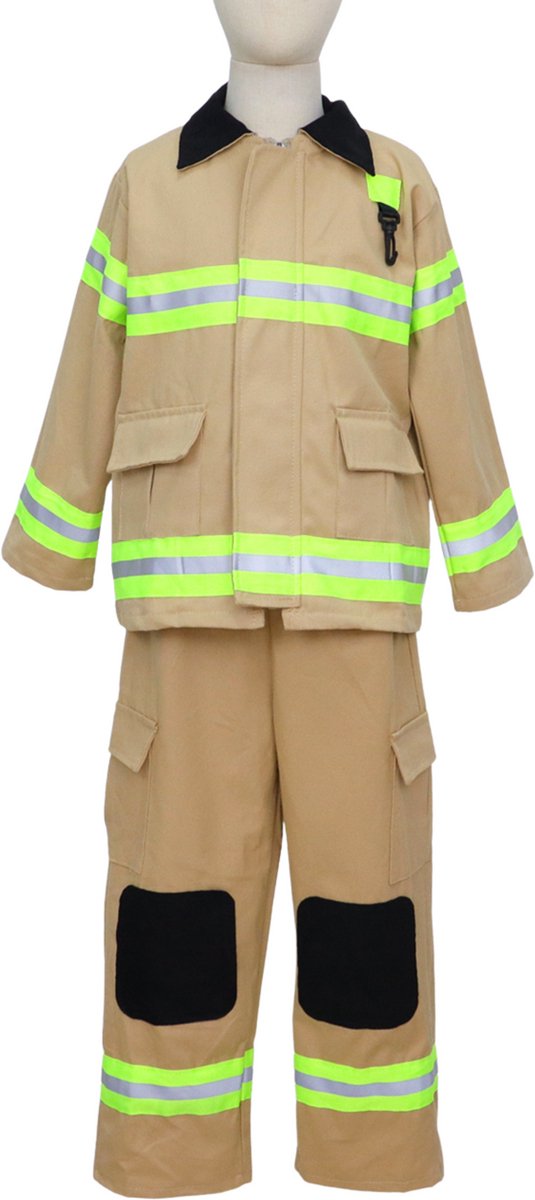 Joya Kids® Brandweer kostuum kind Bruin Geel | Brandweerpak kinderen | Carnavalskleding | Carnaval kostuum | Jongen | Maat L | 7 tot 8 jaar — afbeelding 2