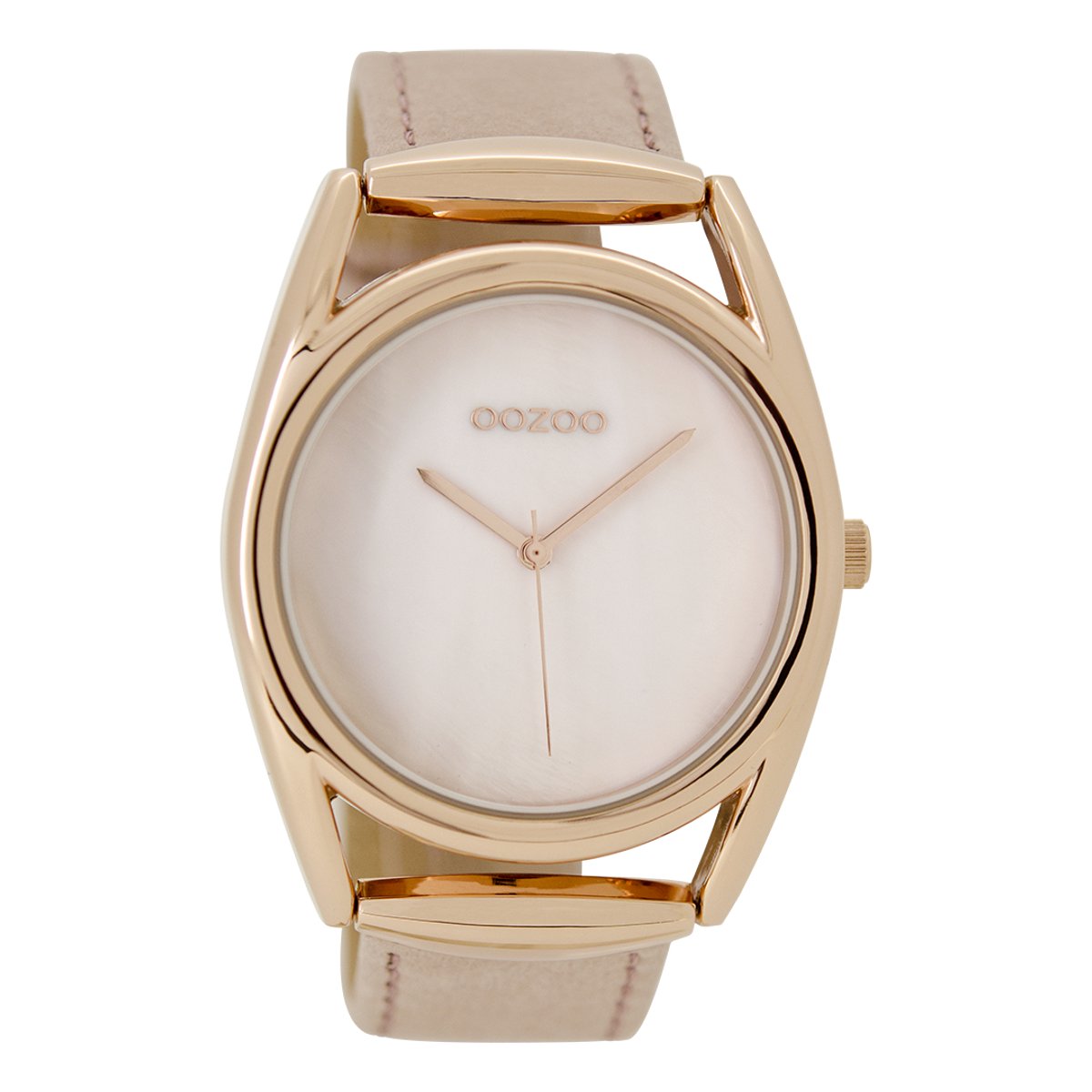 OOZOO Timepieces - Rosé goudkleurige horloge met poeder roze leren band - C9166