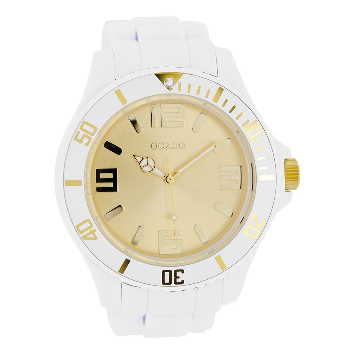 OOZOO Timepieces - Witte horloge met witte rubber band - C5043
