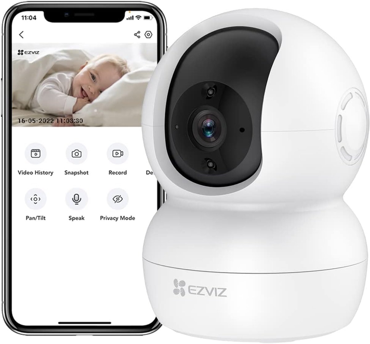 Wifi IP Camera voor Binnen met 1080p, Draaibaar, Bewegingsdetectie, Nachtzicht en 2-Weg Audio