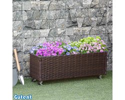 Gutent Plantenbak - Polytunnel Verhoogd Plantenbed - Op wielen - Met Afwateringsgat - Koffiebruin - 94,5 x 31 x 36 cm