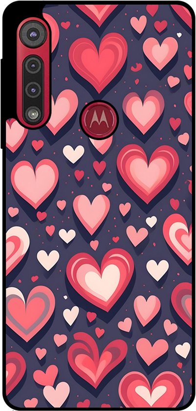 Smartphonica Telefoonhoesje Geschikt voor Motorola One Macro / Moto G8 Play met Hartjes Opdruk - TPU Backcover Case With Heart Design geschikt voor Motorola Moto G8 Play;Motorola One Macro
