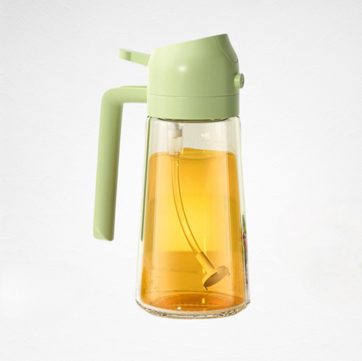 Dutchers® 2-in-1 Olie Dispenser & Spray - BPA vrij - Olie fles - Olijfolie fles - Wokolie - Olijfoliespray - sprayen - Schenken - Cooking spray - BBQ accessoires - Bakspray - 470ml - Olijfgroen