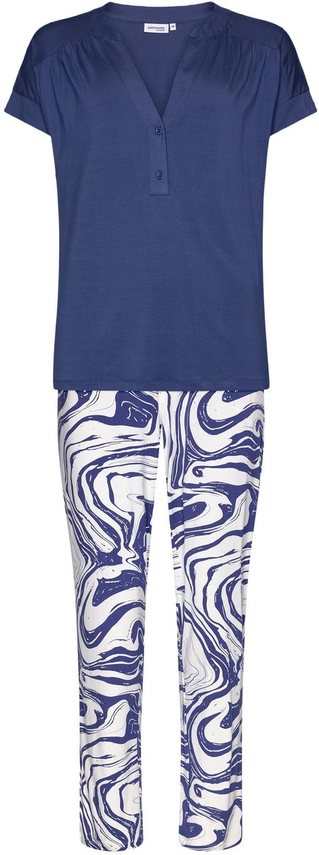 Pastunette Premium Pyjama Marble - Blauw/Wit - Viscose