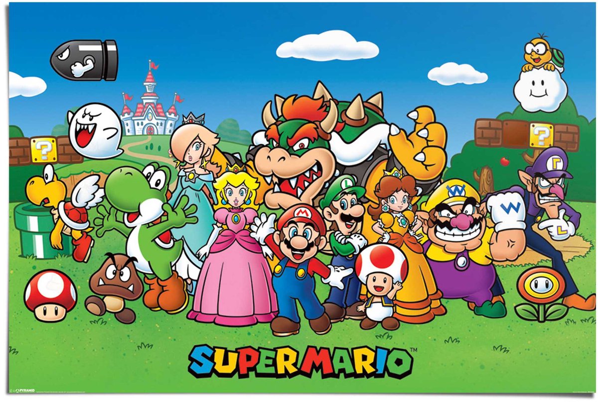 Reinders Poster Super Mario - 61 x 91,5 - Papier - REINDERS Bonte kleuren