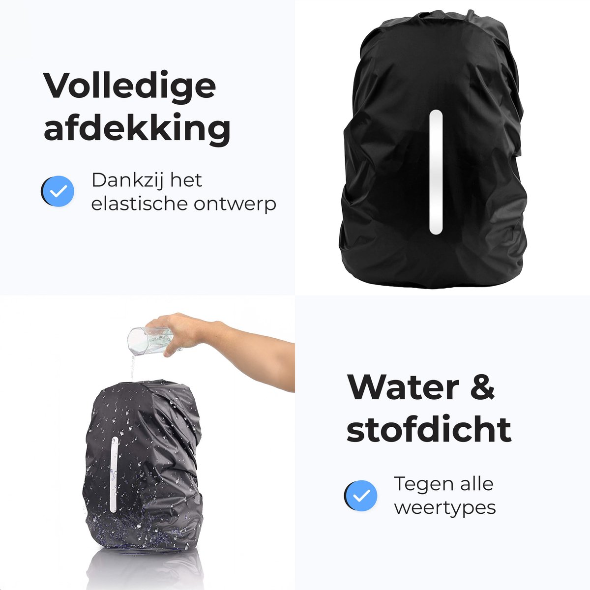 Regenhoes rugzak - 100% waterdicht - Rugtas - Flightbag voor backpack - Schooltas - 30 tot 40 liter - Rugzakhoes – foto 4