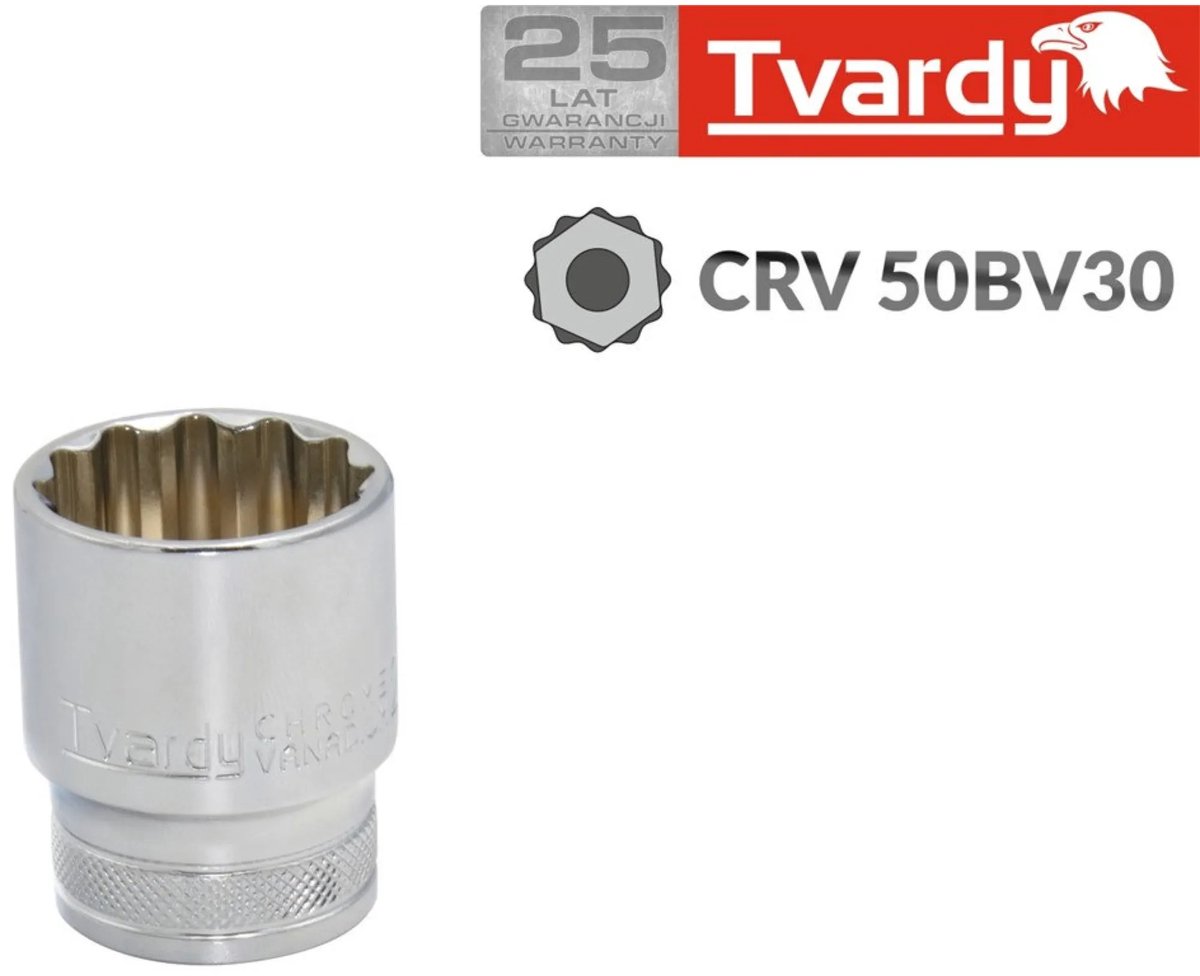 Tvardy Bi-hexagon dopsleutel - 23 mm - robuust chroom vanadium - knurled ring