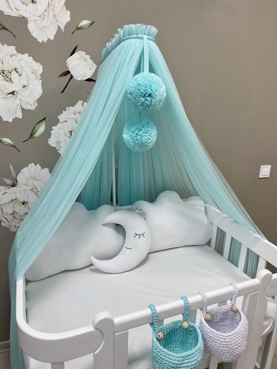 Baby Fancyroom Gordijn voor kinderbed, muggennet, kamerdecoratie, hoogwaardige tule hemel (lichtbeige