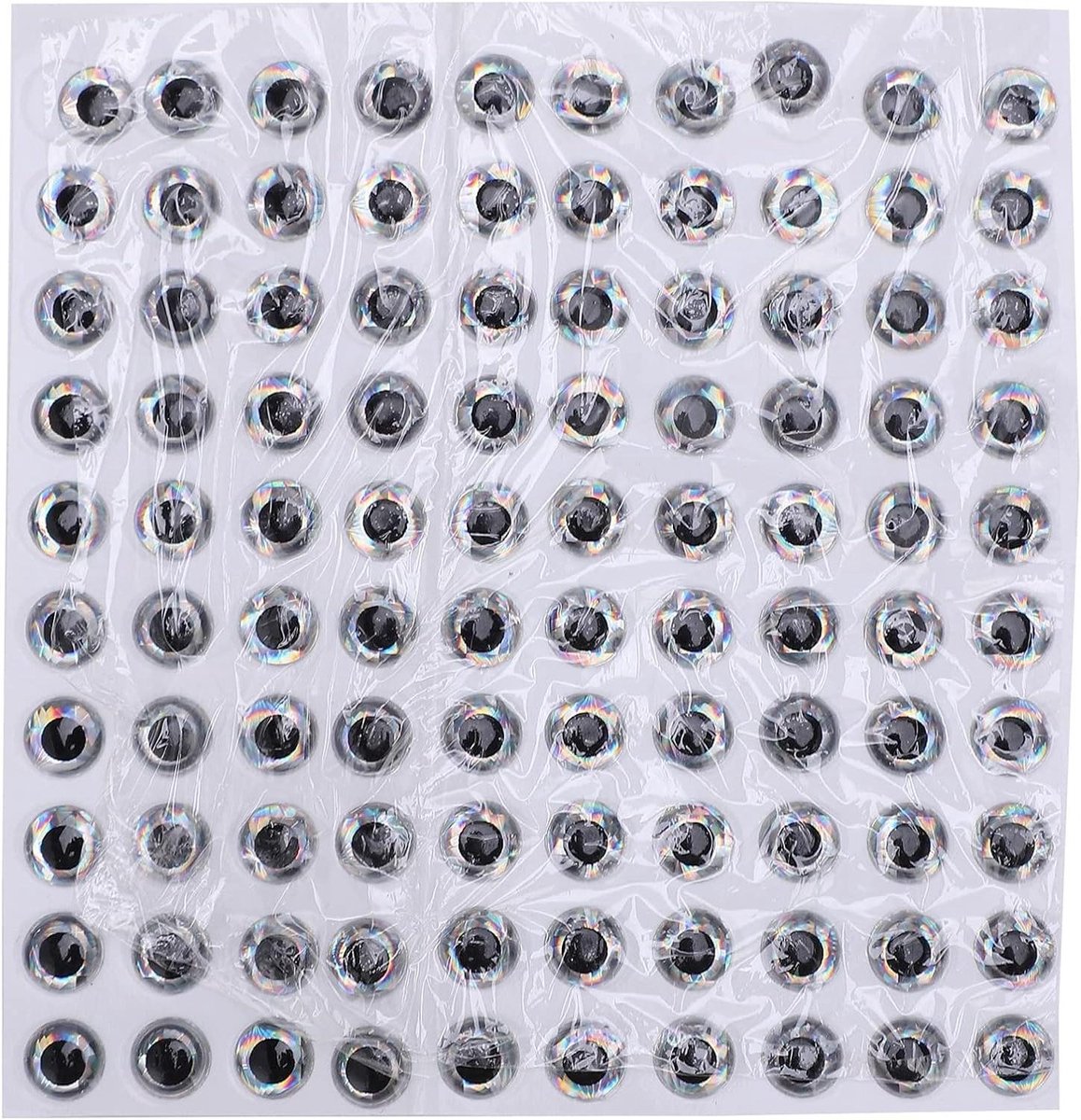 100 stuks 3D visogen - Ovale kunstmatige nepoog stickers voor aas maken (6mm, Zilver)