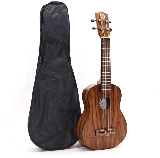Ukulélé artisanal fait main - Marron - Finition naturelle classique - 4 cordes - 20,5 x 6 x 57,5