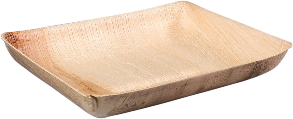 Biodore® Bord | rechthoekig | 1-vaks | Palmblad | 17x14cm 25 stuks