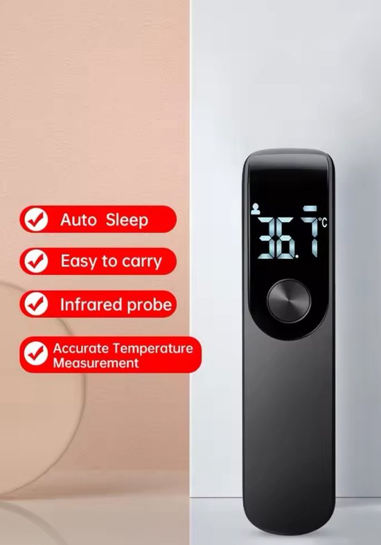 Thermometer – Infrarood Digitale Koortsthermometer -Warmtemeter - Digitale Temperatuurmeter met Lcd voor Baby/Kind & Volwassen Zwart
