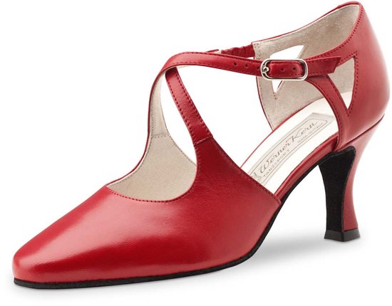 Foto: Werner kern ines rode dansschoenen voor dames danshakken leer dichte neus hoge hak 6 5 cm tango ballroom latin salsa schoenen werner kern rood 38