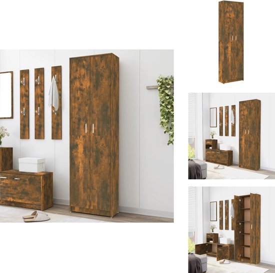 vidaXL Kledingkast 90x52x200 cm bewerkt hout grijs sonoma eikenkleurig, garderobekast, slaapkamer bergruimte, klerenkast, slaapkamerkast, linnenkast