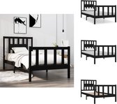 vidaXL Cadre de lit - Encadrements de lit - Lit simple - Lit - Cadre de lit Bois massif Noir 75x190 cm