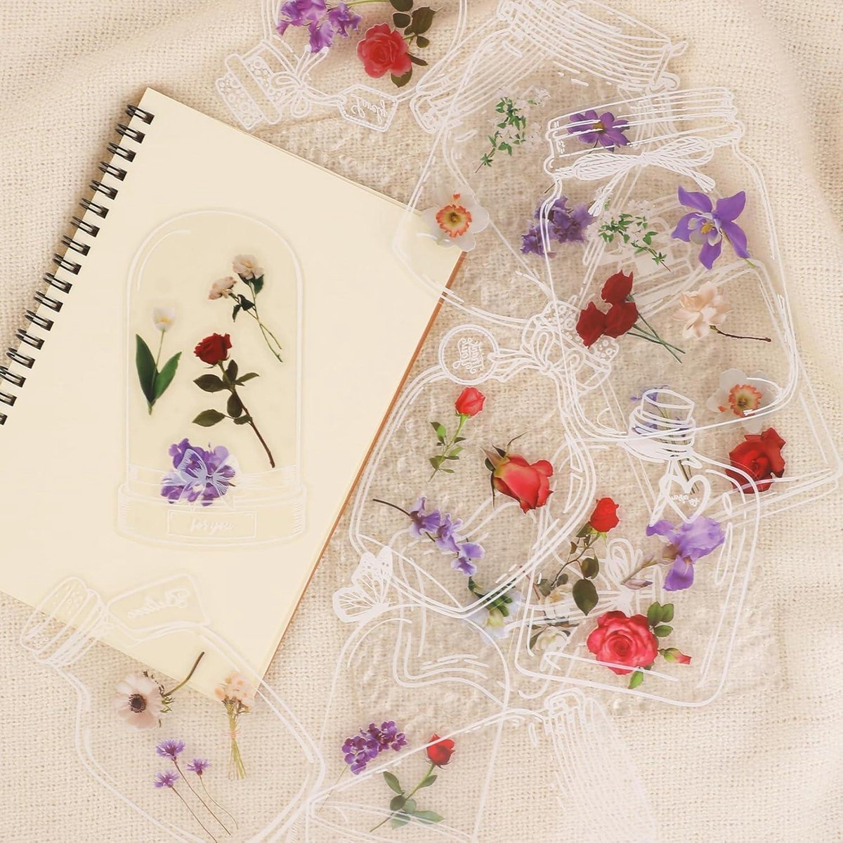 3 stuks geperste bloemen boekenleggers, bladwijzers