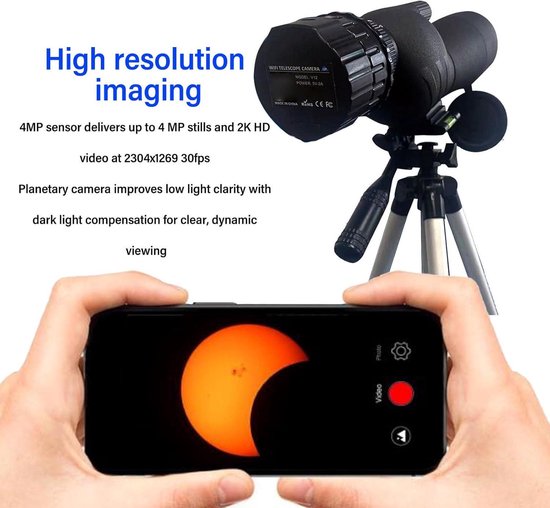 Wifi digitaal oculair voor telescopen 4MP 2K opname 800mAh batterij 130
