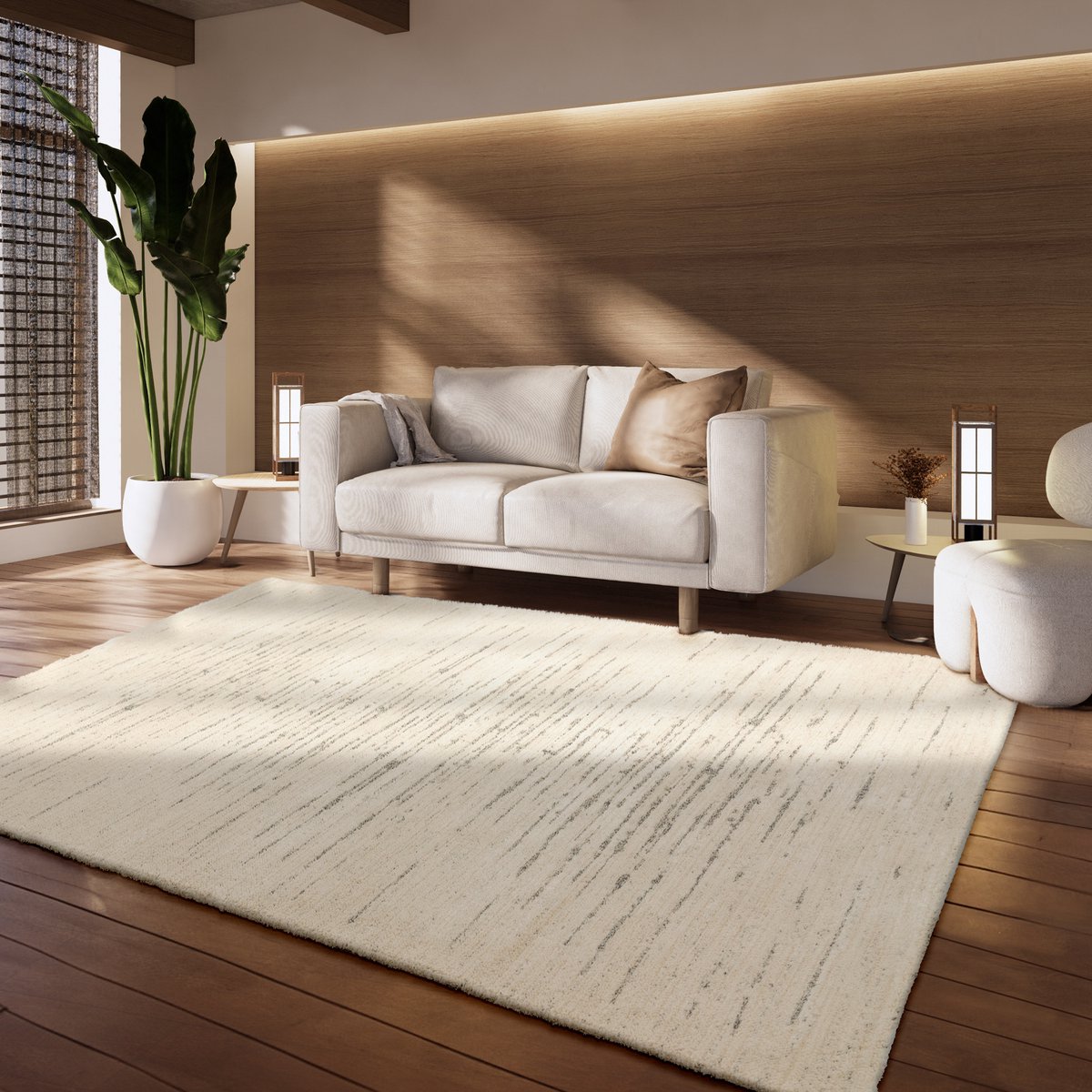 flycarpets Laagpolig Scandinavisch Vloerkleed - Helida Gestreept - Creme
