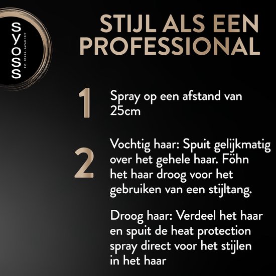 Syoss Keratine Heat-Activated Protecting Spray in gouden fles, met een zwarte dop.