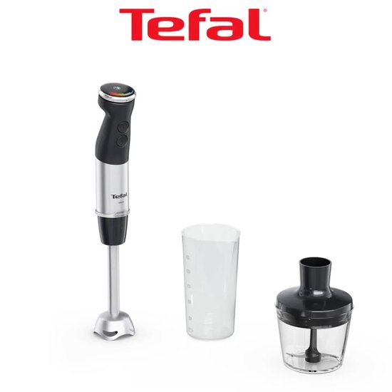 Tefal Quickchef+ HB6728 - Staafmixer - Inclusief Mengbeker en Hakmolen - 20 Snelheden en Turbostand - 1000W - Zwart/RVS