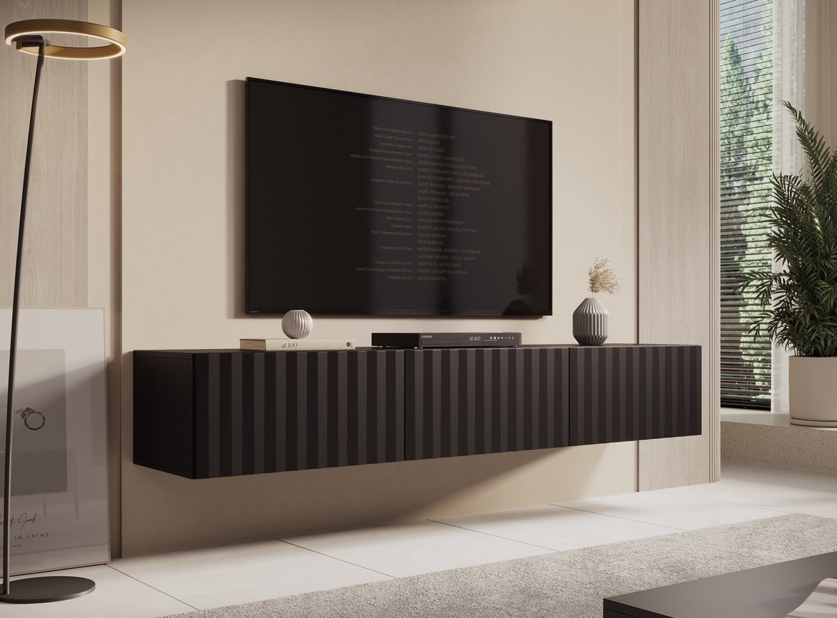 MEUBELLA TV-Meubel Angelina - Zwart - 192 cm