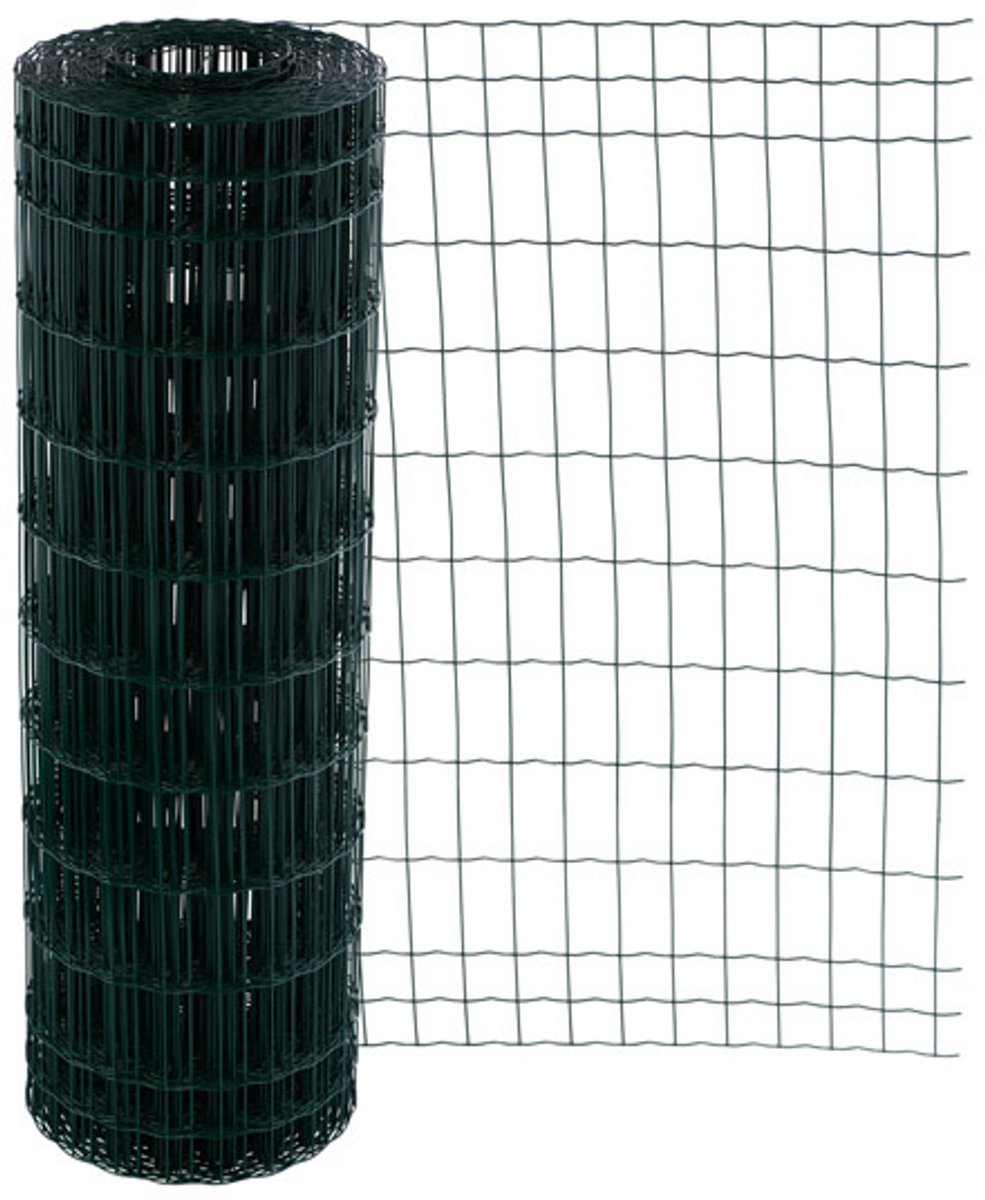Tuingaas Rol 25m 150cm hoog - 100x50mm 2.1mm draaddikte - groen geplastificeerd