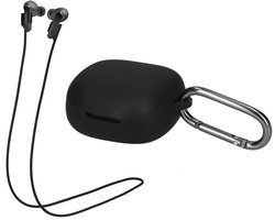 kwmobile set case & koord voor oordopjes - geschikt voor JBL Live Pro Plus - 2x 70 cm - In zwart / zwart