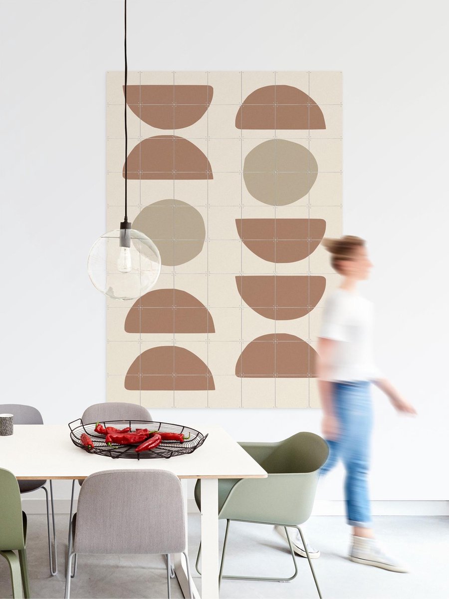 IXXI Shapes Mocha, Various - 80 x 100 cm - Gratis ophangtool - Grote wanddecoratie en posters - Minimalisme, Kleurrijk, Grafisch Ontwerp, Line art
