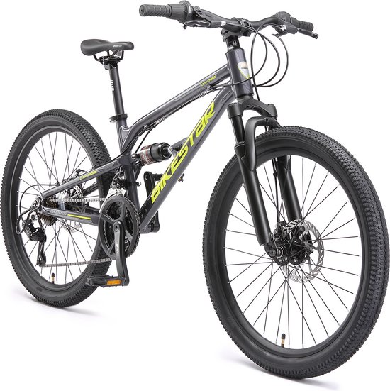 Bikestar 24 inch Alu MTB Fully, 21 speed, zwart van Bikestar — afbeelding 5
