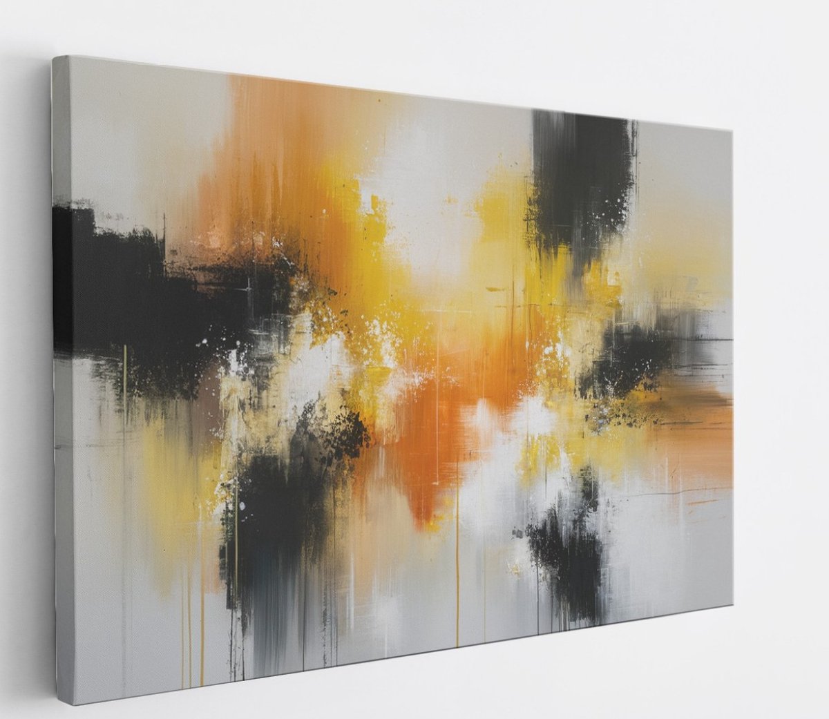 Saammp Canvas Schilderij - oranje - Abstract - 100x75 - Foto op canvas - Wanddecoratie - Muurdecoratie Woonkamer - Slaapkamer decoratie - Canvas Print Multicolor