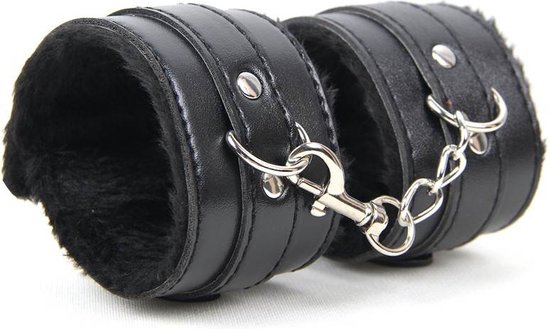 Menottes en cuir avec Bont - Zwart - SM Bondage Sex - Set Erotiek pour BDSM - Jouets sexuels - Sex Toys - Cadeau Saint Valentin pour Hem & Cheveux - Cadeau Saint Valentin pour Homme & Femme