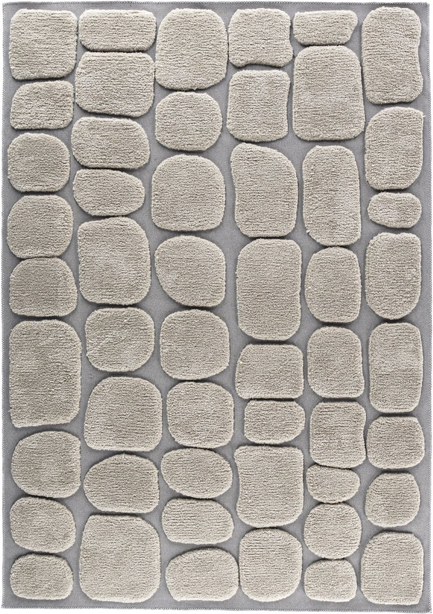 Nest living Ingvar Vloerkleed - Rechthoekig tapijt - Stenen Patroon - Groot - Woonkamer - Grijs - 290 x 200 cm