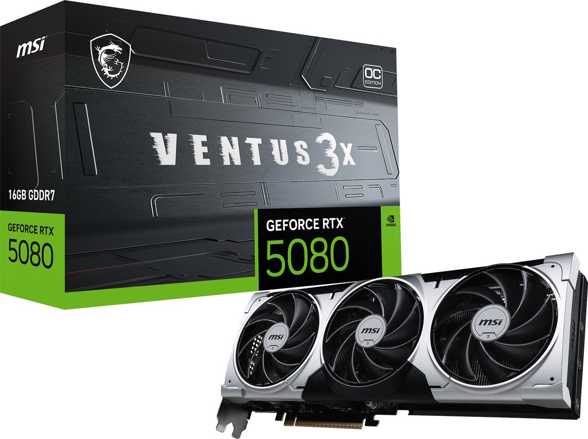 MSI VENTUS GEFORCE RTX 5080 16G 3X OC PLUS videokaart NVIDIA 16 GB GDDR7
