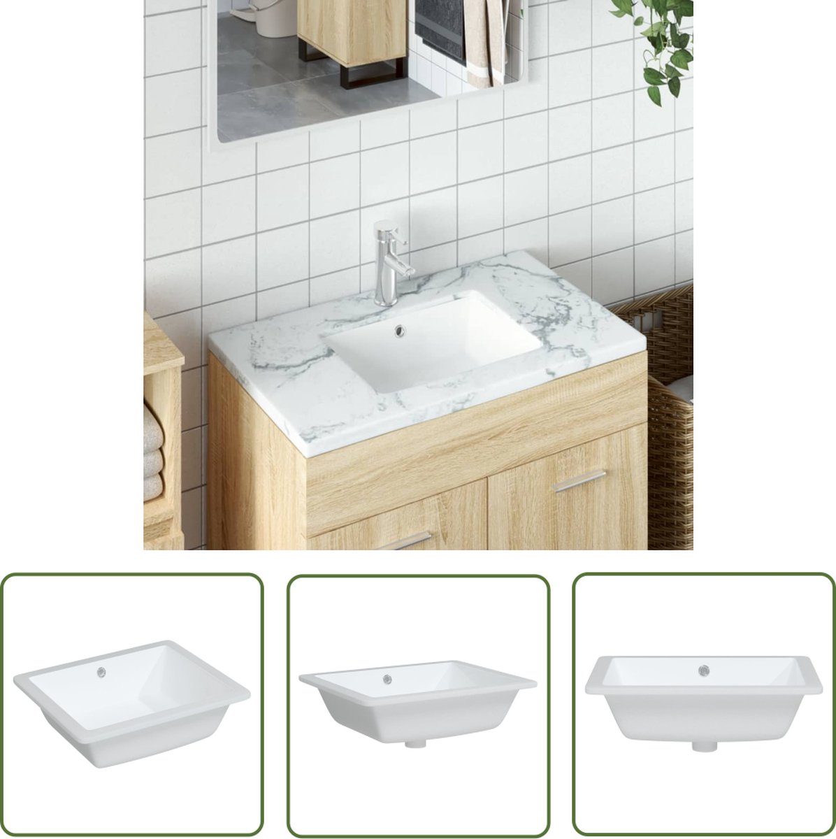 Wastafel Sapho Sott Aqua Rechthoekig 60x14.5x38 cm Keramiek Wit