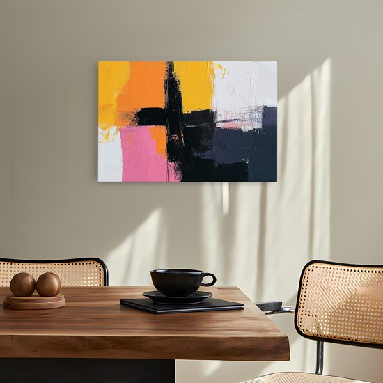 Saammp Canvas Schilderij - Gekleurde vormen - Abstract - 30x20 - Foto op canvas - Wanddecoratie - Muurdecoratie Woonkamer - Slaapkamer decoratie - Canvas Print