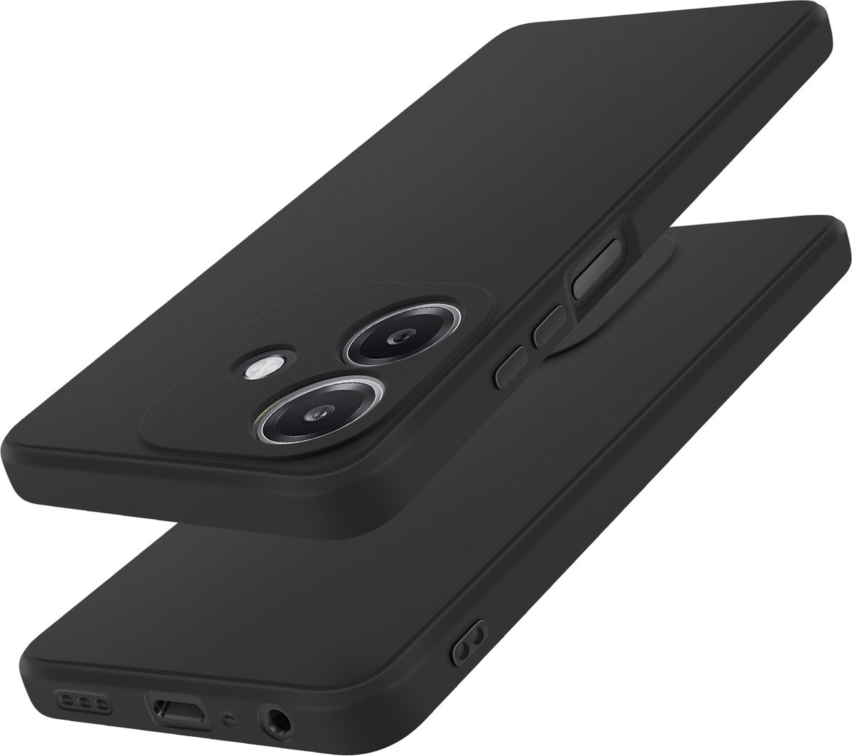 Avizar Hoesje Geschikt voor Oppo A40 Silicone Zacht Mat, Zwart